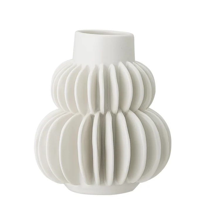vase en faïence Ø 11,5 x 14 cm de Bloomingville en blanc