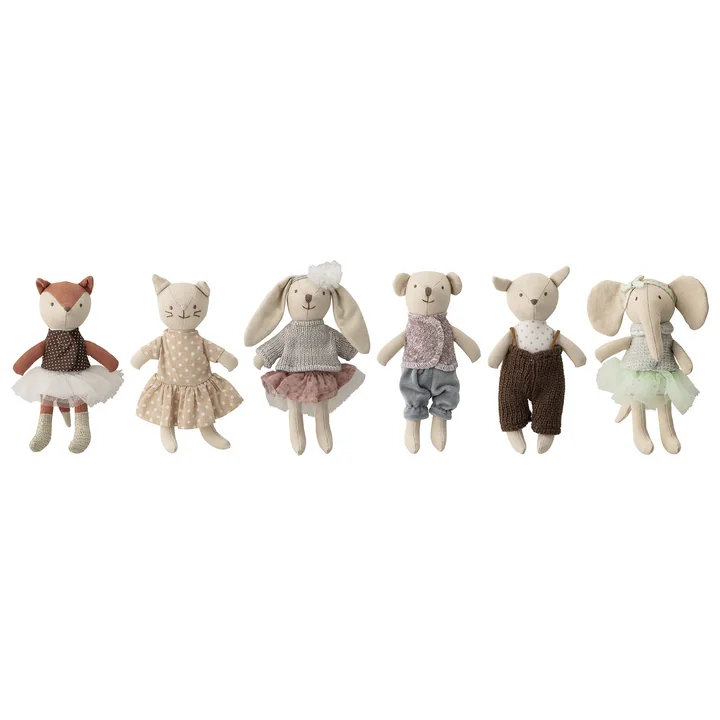 Mini-jouets en peluche (lot de 6) de Bloomingville en multicolore