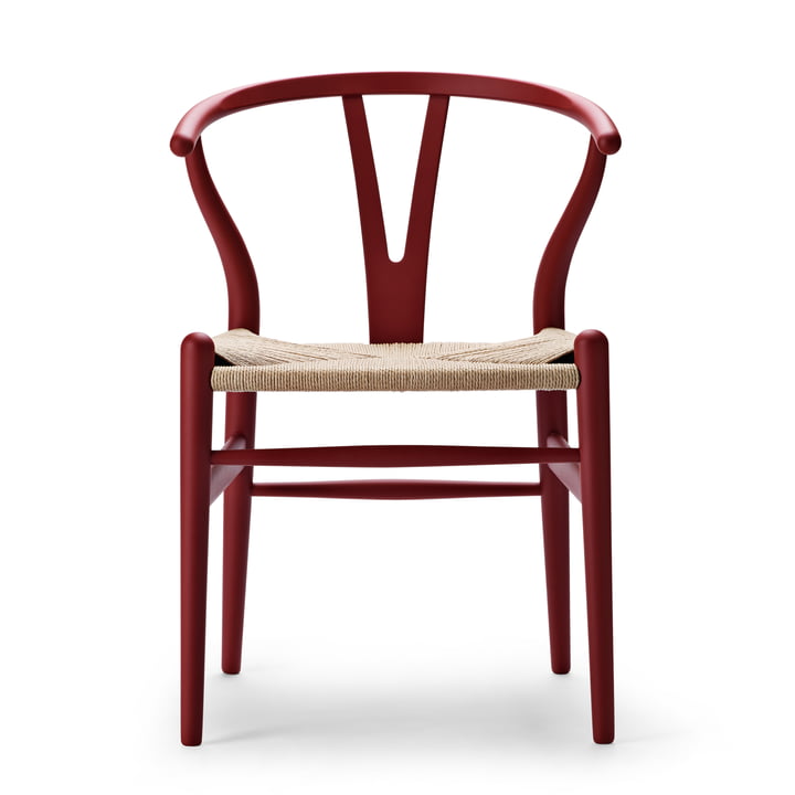 CH24 Wishbone Chair de Carl Hansen en soft red / tressage naturel