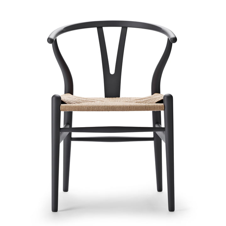 CH24 Wishbone Chair de Carl Hansen en soft grey / tressage naturel