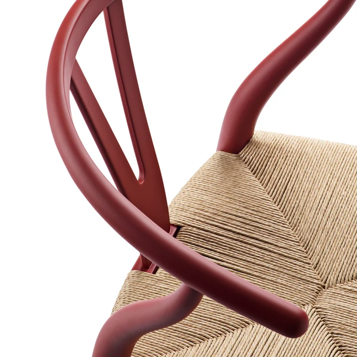 CH24 Wishbone Chair de Carl Hansen en soft red / tressage naturel