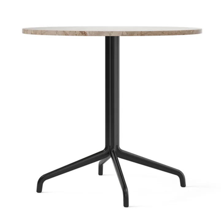 Harbour Column table de bistrot Ø 80 cm, quatre pieds, marbre Kunis Breccia / noir de Audo