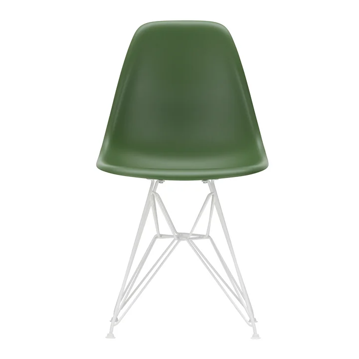 Vitra - Eames Plastic Side Chair DSR, blanc / forêt (patins en feutre blanc)