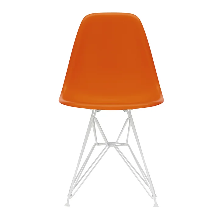 Vitra - Eames Plastic Side Chair DSR, blanc / rouille-orange (patins en feutre blanc)