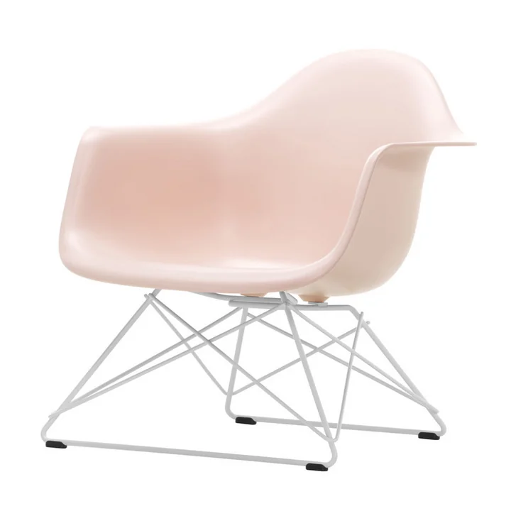 Eames Plastic Armchair LAR de Vitra en blanc / rose pâle (patins en feutre basic dark)