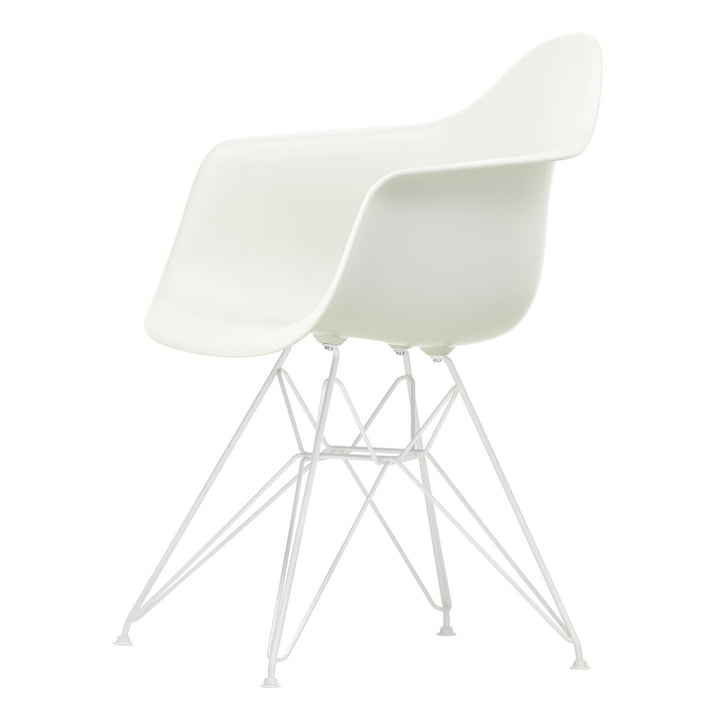 Eames Plastic Armchair DAR de Vitra en blanc / blanc (patins en feutre blanc)