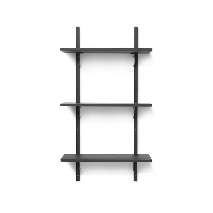 Etagère murale secteur triple, 54 cm, noir cendre / noir laiton par Ferm Living