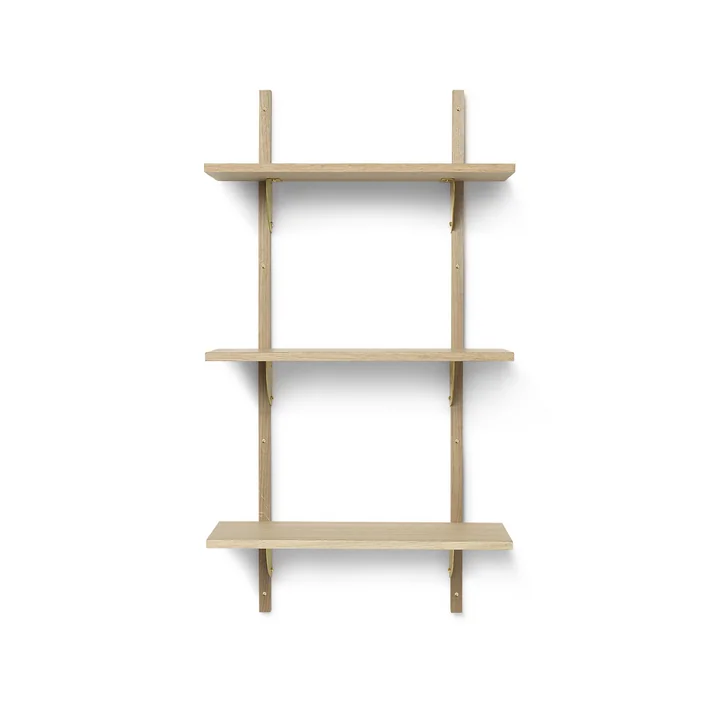 Etagère murale sectorielle triple, 54 cm, chêne / laiton par Ferm Living