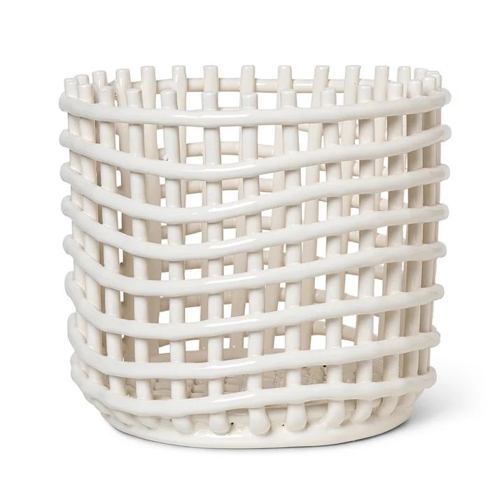 Panier en céramique grand de Ferm Living en blanc cassé