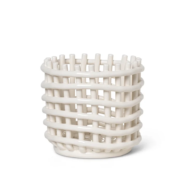 Panier en céramique petit de Ferm Living en blanc cassé