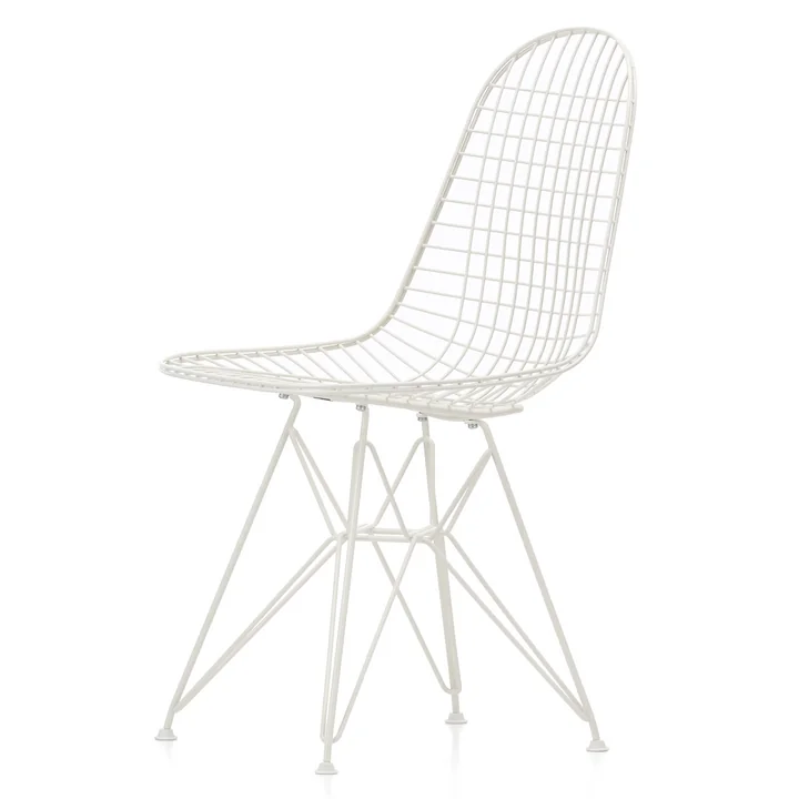 Wire Chair DKR (H 43 cm) de Vitra en blanc / sans housse, patins en feutre (blanc)