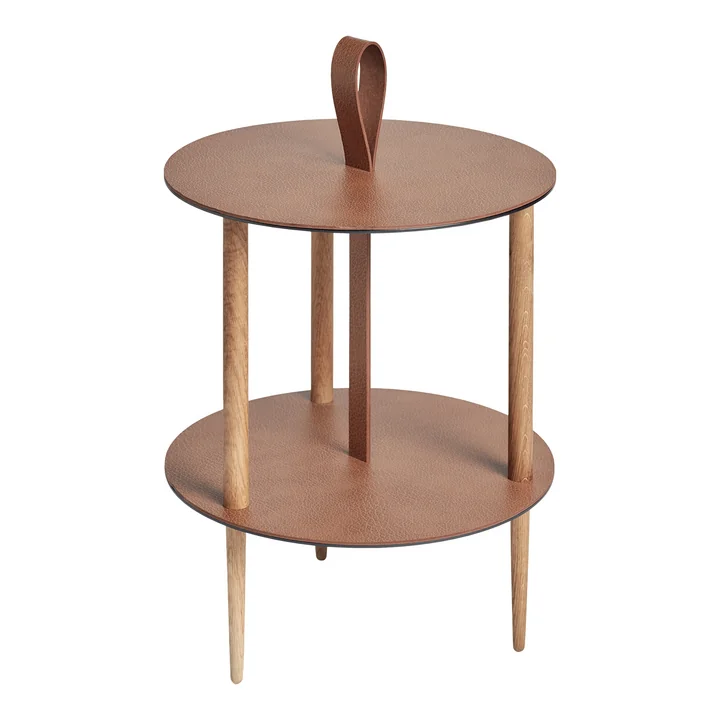 Strap Table d'appoint, Ø 38 x H 46 cm, chêne naturel / taureau naturel de Lind DNA