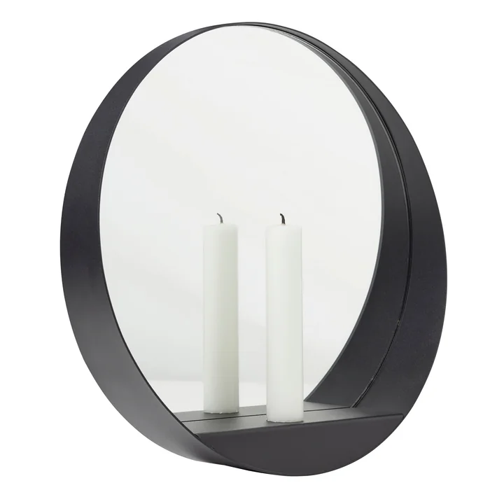 Glim Candle Miroir mural Ø 28 cm de Gejst en noir