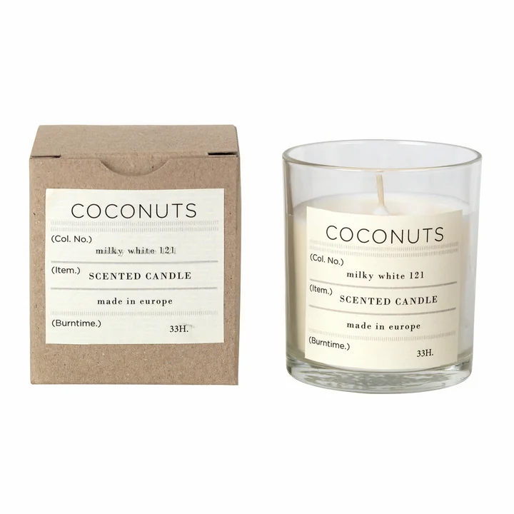 Bougie parfumée Coconut, Ø 8 x H 8 cm, blanc de Broste Copenhagen