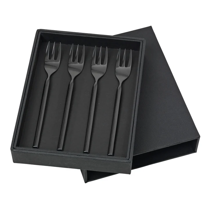 Tvis Fourchette à gâteau, titane noir mat (4 pcs.) de Broste Copenhagen