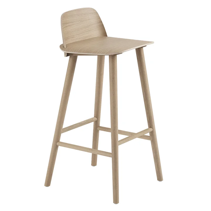 Tabouret de Muuto bar Nerd H 75 cm en chêne