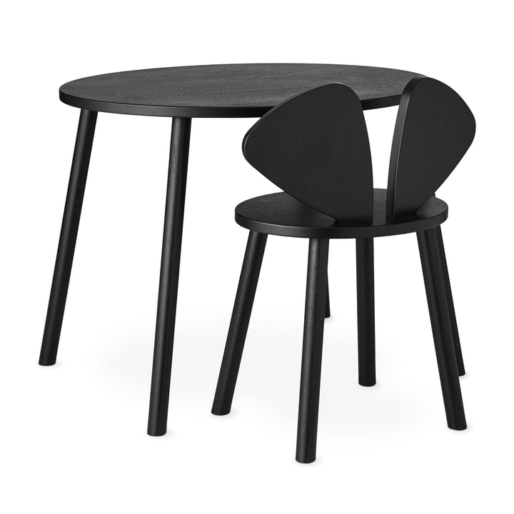 Mouse School Set (Junior - chaise et table) de Nofred en noir