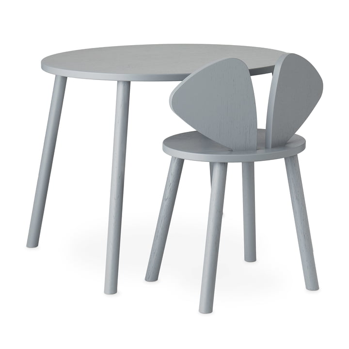 Mouse School Set (Junior - chaise et table) de Nofred en gris