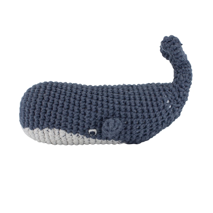Hochet en crochet Baleine de Sebra en bleu