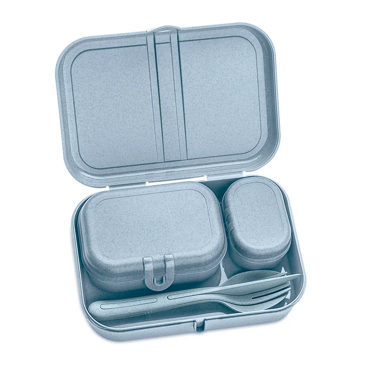 Pascal Ready Set lunchbox avec Klikk couverts de Koziol in organic blue