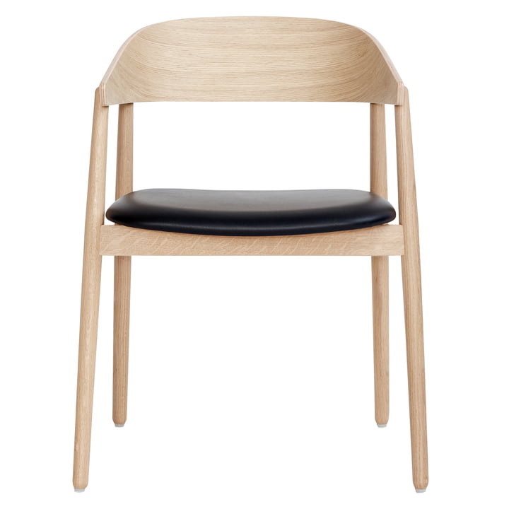 AC2 Chaise de Andersen Furniture en chêne blanc pigmenté / cuir noir