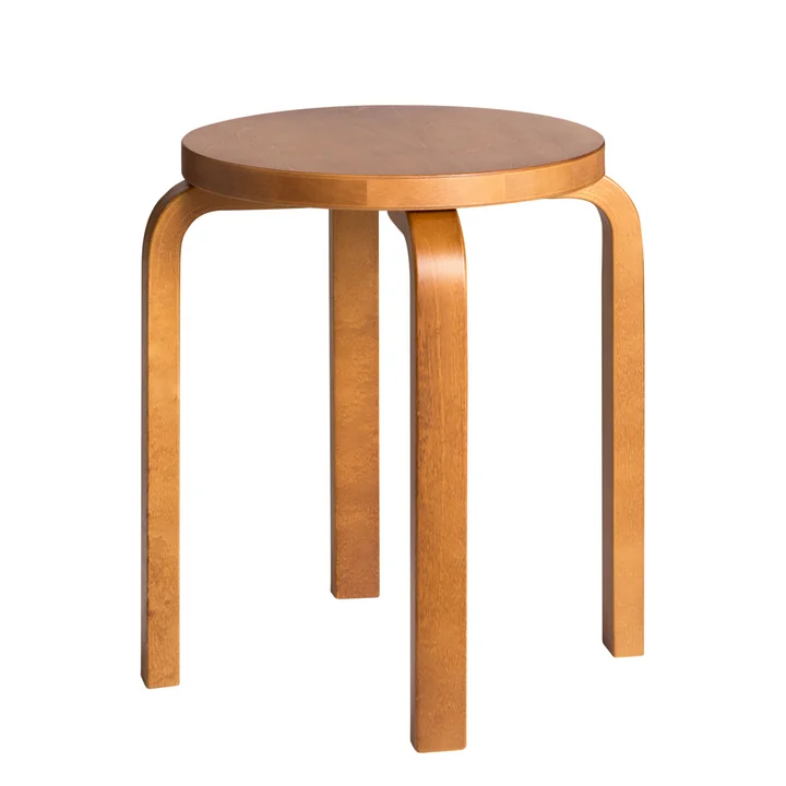 Tabouret E60 par Artek en bouleau teinté miel