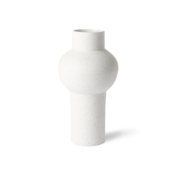 HKliving - vase droit M, Ø 15 x 30,5 H cm, blanc moucheté