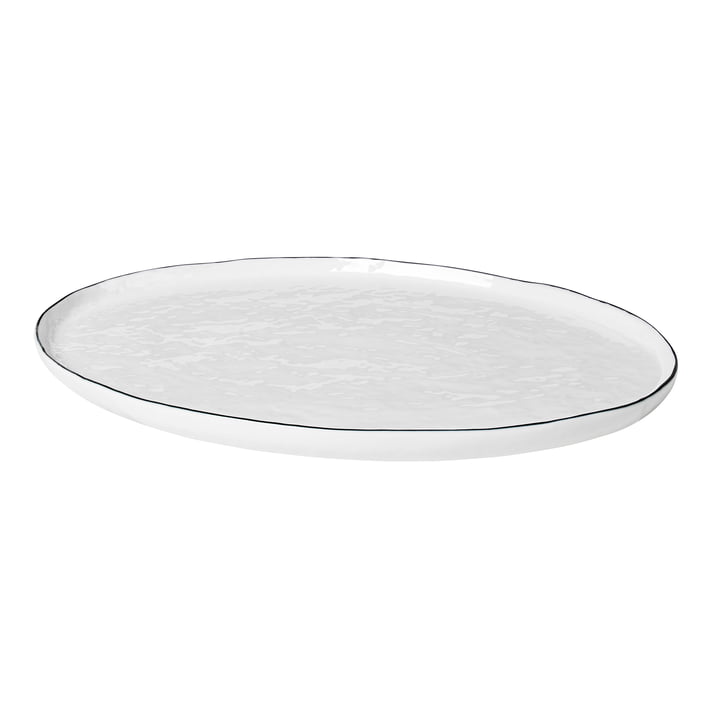 Assiette à Salt ovale, 38,5 x 26,5 cm, blanc / noir de Broste Copenhagen