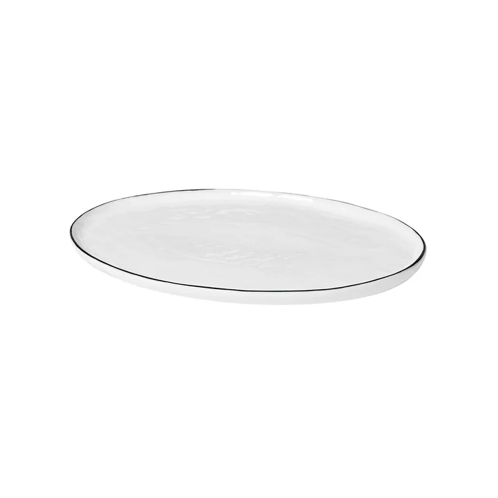 Salt servant de plaque ovale, 30 x 20 cm, blanc / noir de Broste Copenhagen
