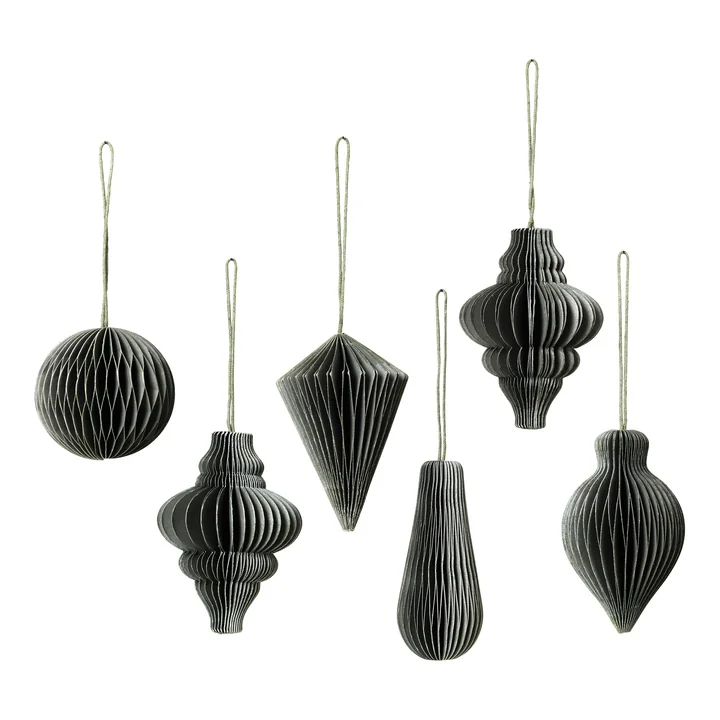 Christmas Mix Pendentifs décoratifs, Ø 5 x H 7 cm, thym (set de 6) de Broste Copenhagen