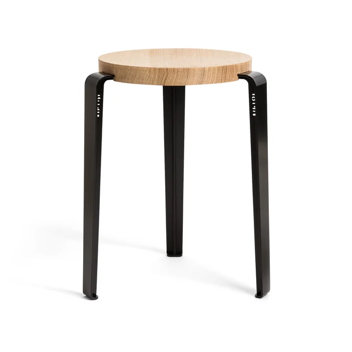 Le tabouret LOU, chêne naturel / noir graphite de TipToe