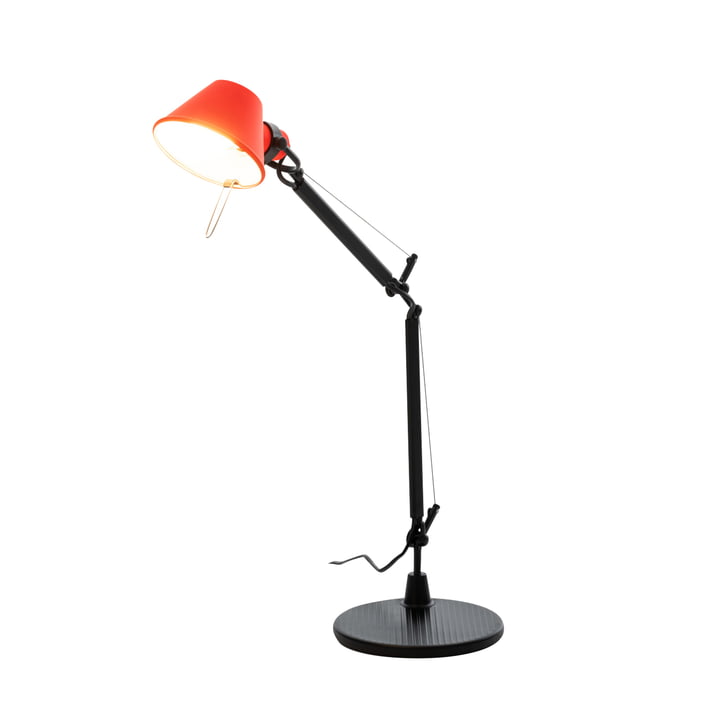 Lampe de table Tolomeo Micro Bicolor, noir / rouge corail par Artemide