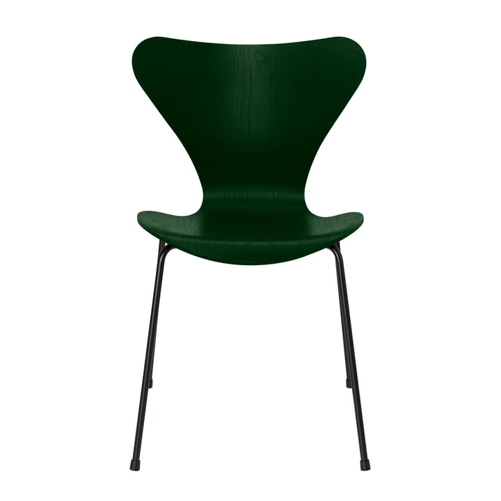 Série 7 chaise de Fritz Hansen en frêne teinté evergreen / piètement noir