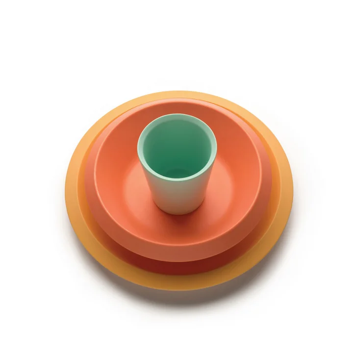 La vaisselle pour enfants Giro Kids S1, jaune / orange / vert (3 pièces) de Alessi