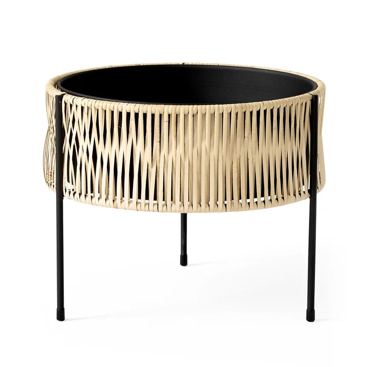 Le pot de plantes Umanoff Ø 41 x H 32,5 cm, rotin / noir ( (RAL 9005) de Audo