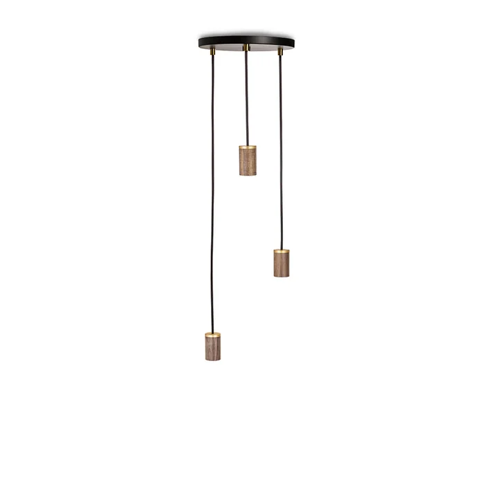 Brass Triple Suspension, noir / noyer / laiton de Tala