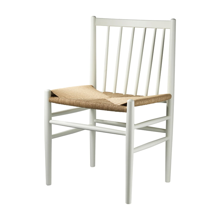 La chaise J80 de FDB Møbler en hêtre laqué blanc / tressage naturel