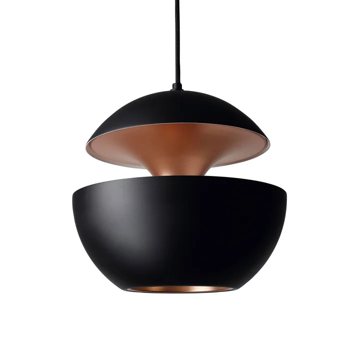 Voici la lampe pendentif Sun 350, noir / cuivre de DCW