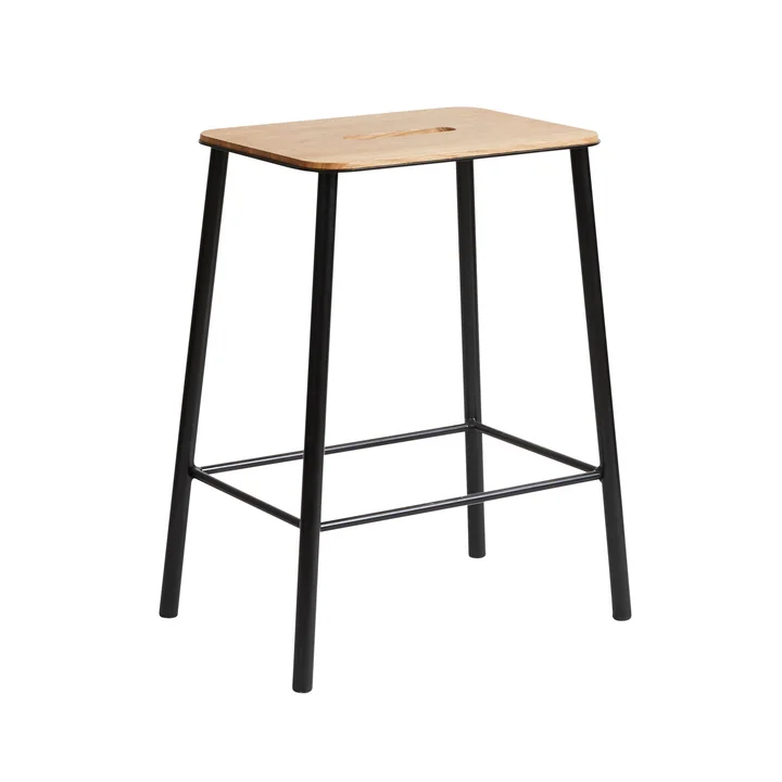 Adam Tabouret, H 50 cm, chêne / noir de Frama