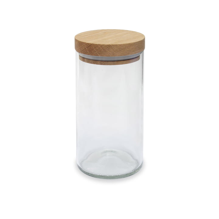 Le verre de stockage de side by side en chêne / verre clair, 450 ml