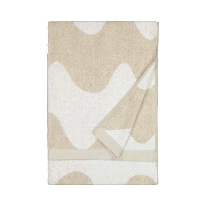 La serviette de bain Lokki de Marimekko en beige / blanc