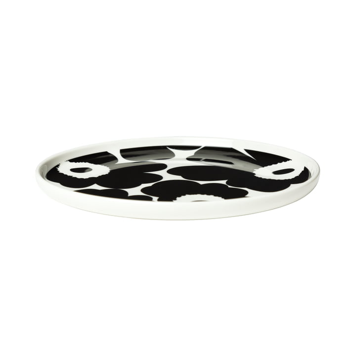 L'assiette Oiva Unikko de Marimekko en blanc / noir, Ø 20 cm
