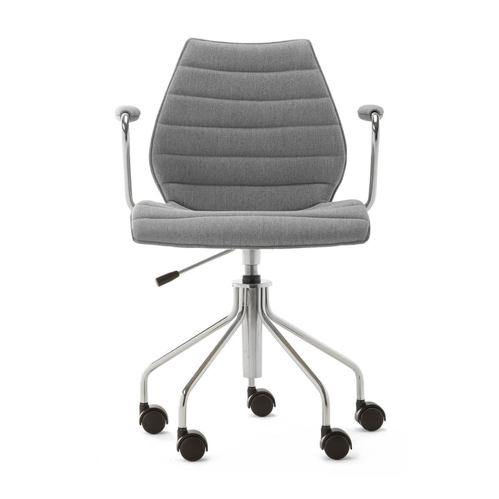 Maui Soft Chaise de bureau avec accoudoirs et roulettes, Noma / gris de Kartell