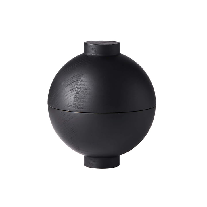 Wooden Sphere Rangement XL Ø 16 x H 18 cm, chêne noir de Kristina Dam Studio