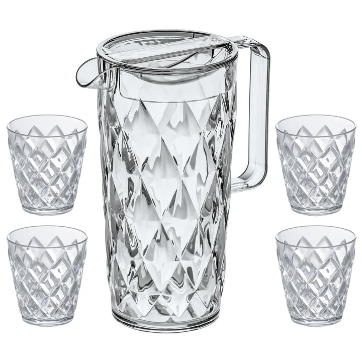 Le pichet CRYSTAL 1. 6 l avec 4 tasses de Koziol , crystal clear