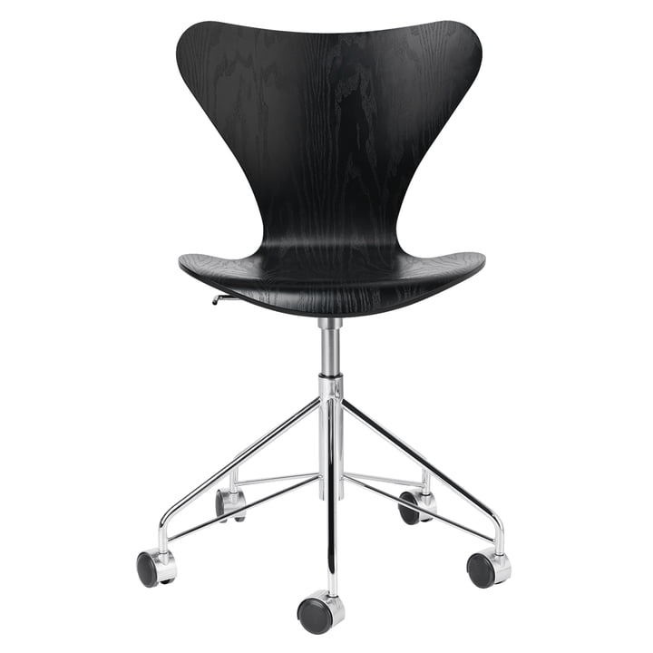 Série 7 chaise de bureau de Fritz Hansen en chrome / frêne teinté noir