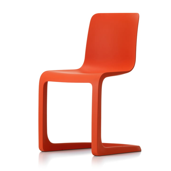 EVO-C Chaise entièrement en plastique, rouge coquelicot, par Vitra