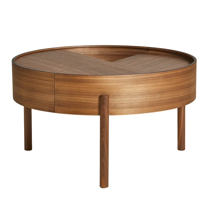 Arc Table basse Ø 66 cm H 38 cm de Woud en noyer laqué