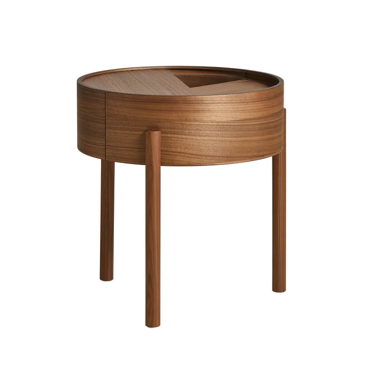 Arc Table basse Ø 42 cm H 45 cm de Woud en noyer laqué