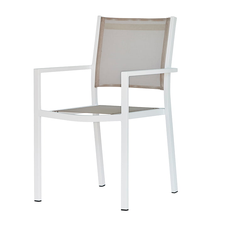 Le fauteuil empilable Aria de Fiam, blanc / taupe
